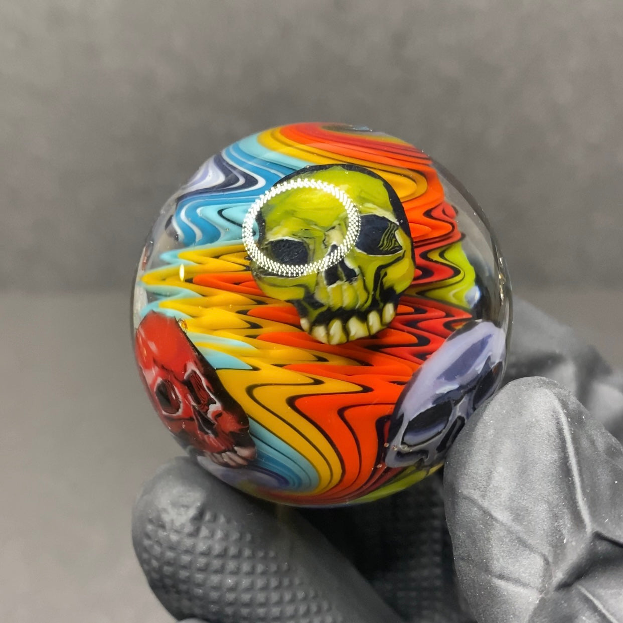 Stephen Boehme Rainbow Skull Marble 1.7”