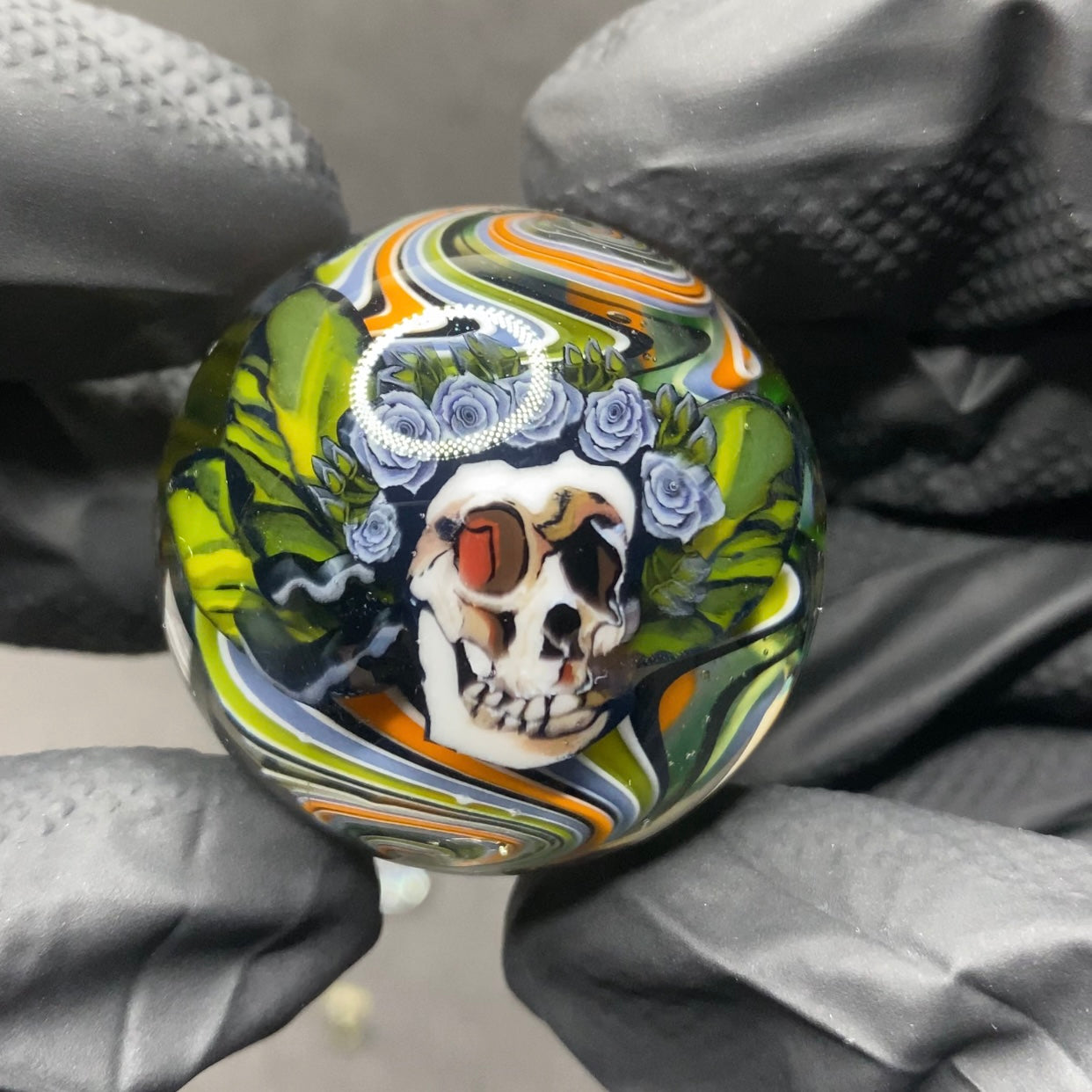 Stephen Boehme Blue Rose Bertha Skull Slurper Set Marble 1.2”