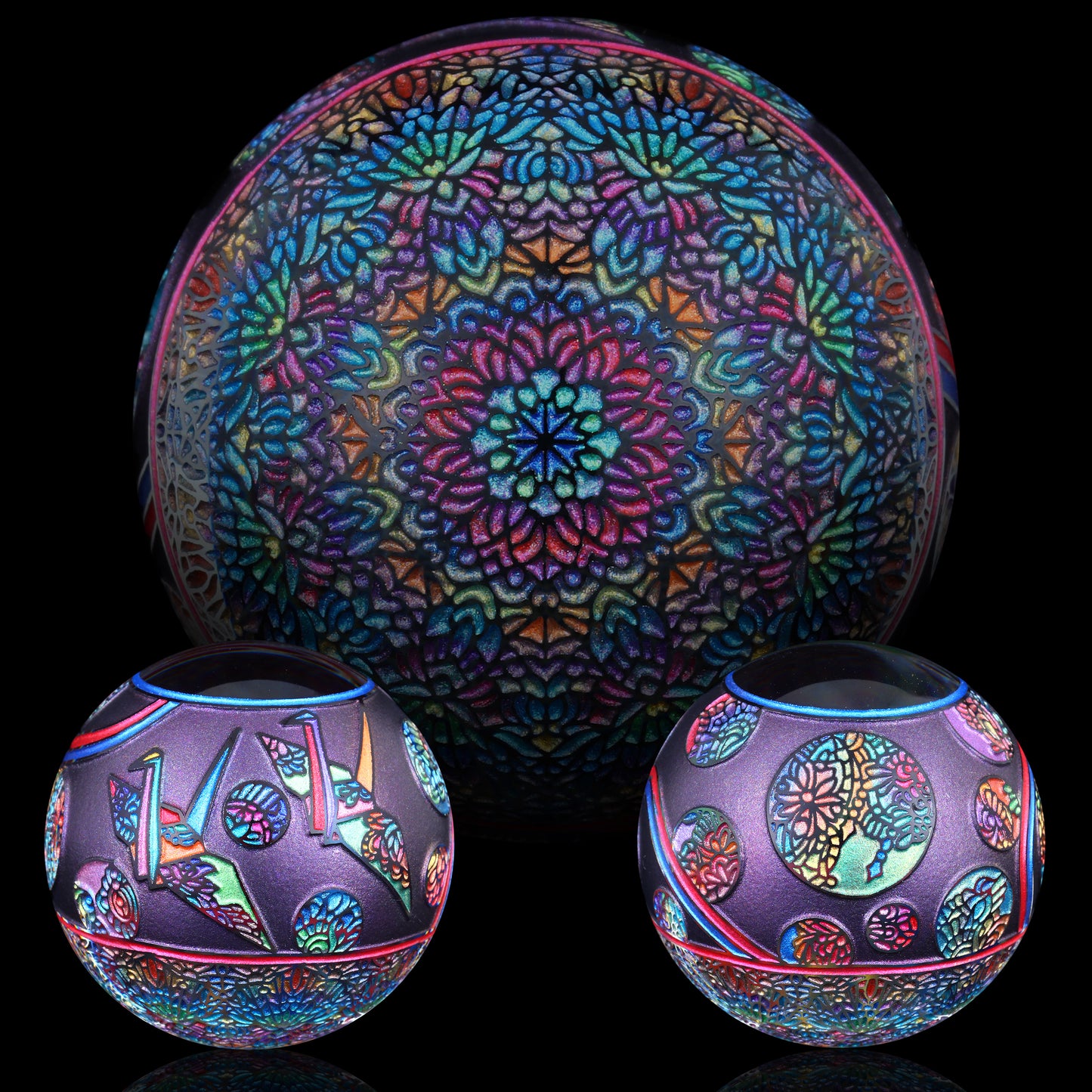Masataka Joei Origami Cranes & Bubbles Kaleidoscope Marble 1.49”