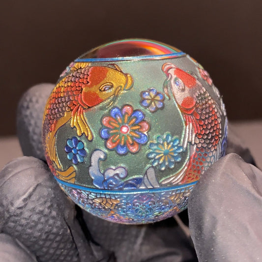 Masataka Joei Nishikigoi Koi & Kabuto Helmet Kaleidoscope Marble 1.49”