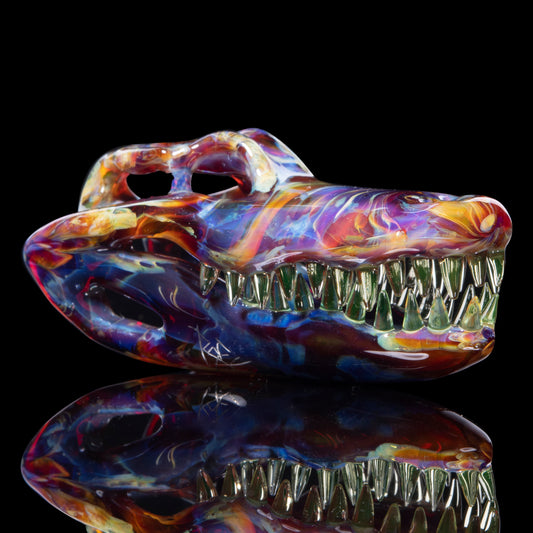 Roe Gator Skull Pendant Double Amber Purple