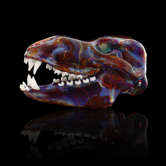 Roe Bear Skull Pendant #1/1 Amber Purple